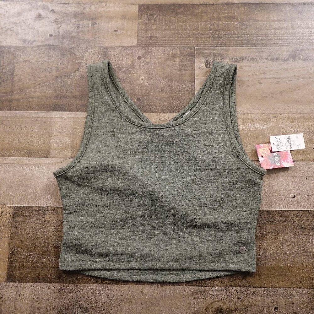 Roxy “Good Keepsake” Crop Tank Top – Size‎ Large (L) Olive Green